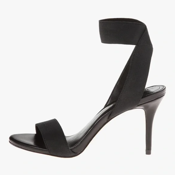 BCBGeneration BG-Halo Black Textile Ankle Strap Leather Heel Dress Sandala Sz 10 - Picture 4 of 14